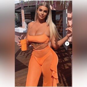Fashion Nova Vibrant Orange Cover up Pants